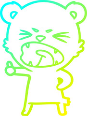 cold gradient line drawing angry cartoon bear