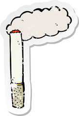 retro distressed sticker of a cartoon cigarette