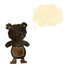 cartoon teddy black bear with thought bubble
