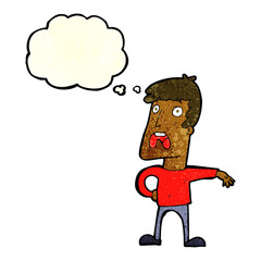 cartoon complaining man with thought bubble