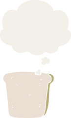 cartoon slice of bread and thought bubble in retro style