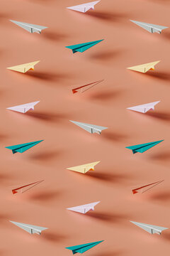 3d render of many paper planes