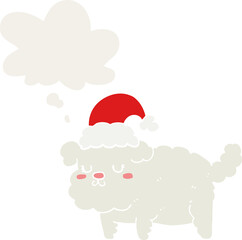 cute christmas dog and thought bubble in retro style