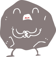 flat color style cartoon rock