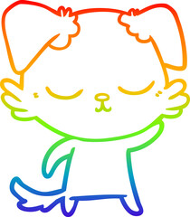 rainbow gradient line drawing cute cartoon dog