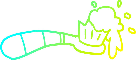 cold gradient line drawing cartoon toothbrush