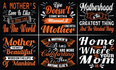 Fototapeta premium Mother's Day Typography T shirt Design Bundle
