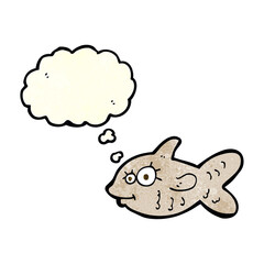 cartoon happy goldfish with thought bubble