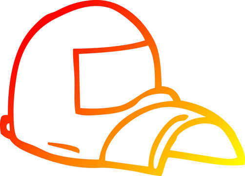 recommend clip art: warm gradient line drawing cartoon baseball cap