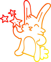 warm gradient line drawing cartoon happy bunny