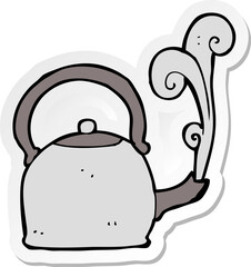 sticker of a cartoon old kettle