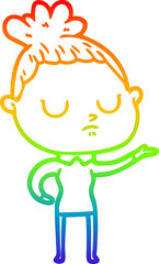 rainbow gradient line drawing cartoon calm woman
