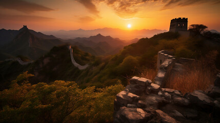 Great Wall sunset, Generative Ai