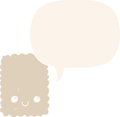 cartoon biscuit and speech bubble in retro style