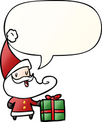 cartoon santa claus and speech bubble in smooth gradient style