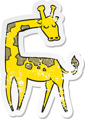 distressed sticker of a cartoon giraffe