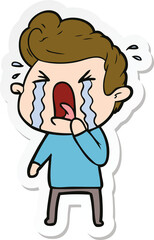 sticker of a cartoon crying man