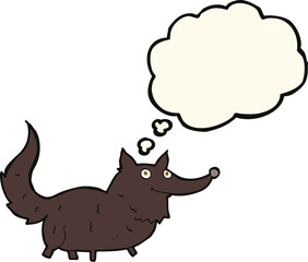 cartoon little dog with thought bubble