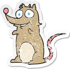 retro distressed sticker of a cartoon mouse