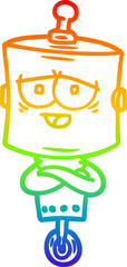 rainbow gradient line drawing cartoon robot