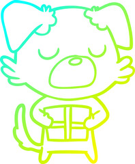 cold gradient line drawing cartoon dog