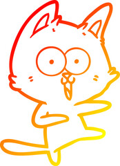 warm gradient line drawing funny cartoon cat
