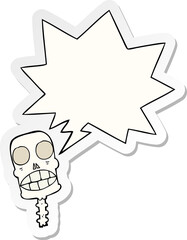 cartoon spooky skull and speech bubble sticker