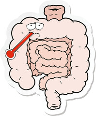 sticker of a cartoon unhealthy intestines
