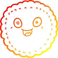 warm gradient line drawing cartoon biscuit