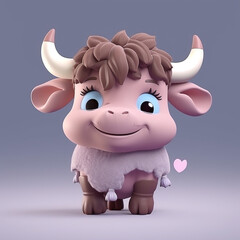 Fototapeta premium Buffalo cartoon, Buffalo illustrated character, Buffalo 2D character, Cute Buffalo cartoon, Buffalo character, Baby Buffalo character, Cute Buffalo character - AI generative technology