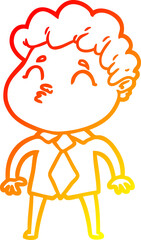 warm gradient line drawing cartoon man pouting