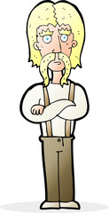 cartoon long mustache man with folded arms