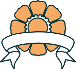 tattoo with banner of a flower