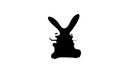Fototapeta na wymiar man, woman and rabbit silhouette