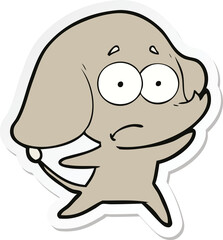 sticker of a cartoon unsure elephant