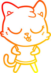warm gradient line drawing cartoon cat