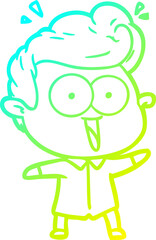 cold gradient line drawing cartoon excited man