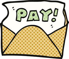 comic book style cartoon pay packet