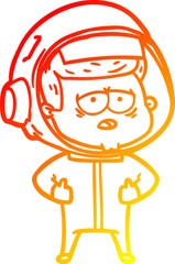 warm gradient line drawing cartoon tired astronaut