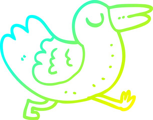 cold gradient line drawing cartoon bird