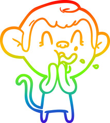 rainbow gradient line drawing crazy cartoon monkey