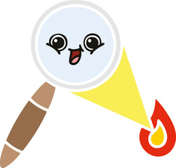 flat color retro cartoon magnifying glass