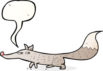 cartoon little wolf with speech bubble