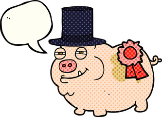 comic book speech bubble cartoon prize winning pig