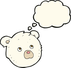 cartoon polar bear face with thought bubble