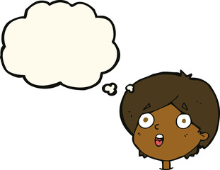 cartoon amazed expression with thought bubble