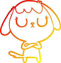 warm gradient line drawing cute cartoon dog