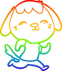 rainbow gradient line drawing happy cartoon dog running