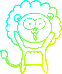 cold gradient line drawing happy cartoon lion
