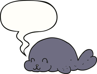 cute cartoon seal and speech bubble